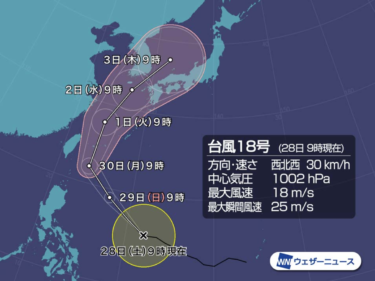 【2019】台風18号大阪（近畿）上陸の可能性や進路やピークはいつ？被害最新予想